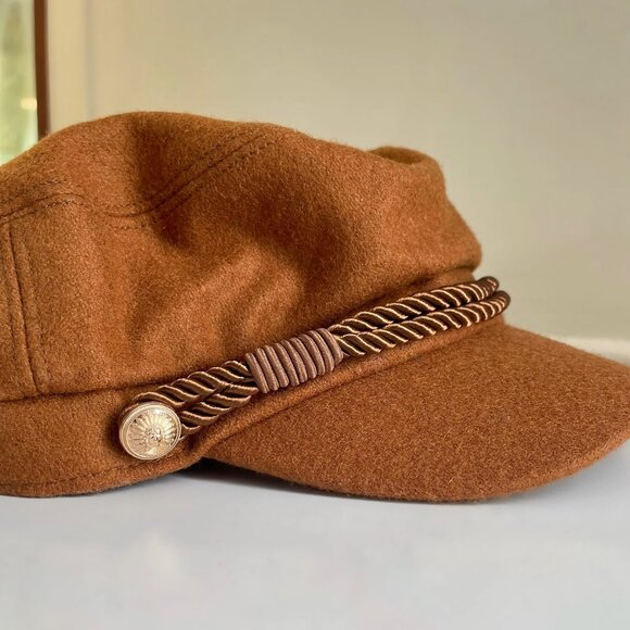 HAT ATTACK "Emmy” Wool Newsboy Cap with Rope (Brown) – NEW - Picture 2 of 9